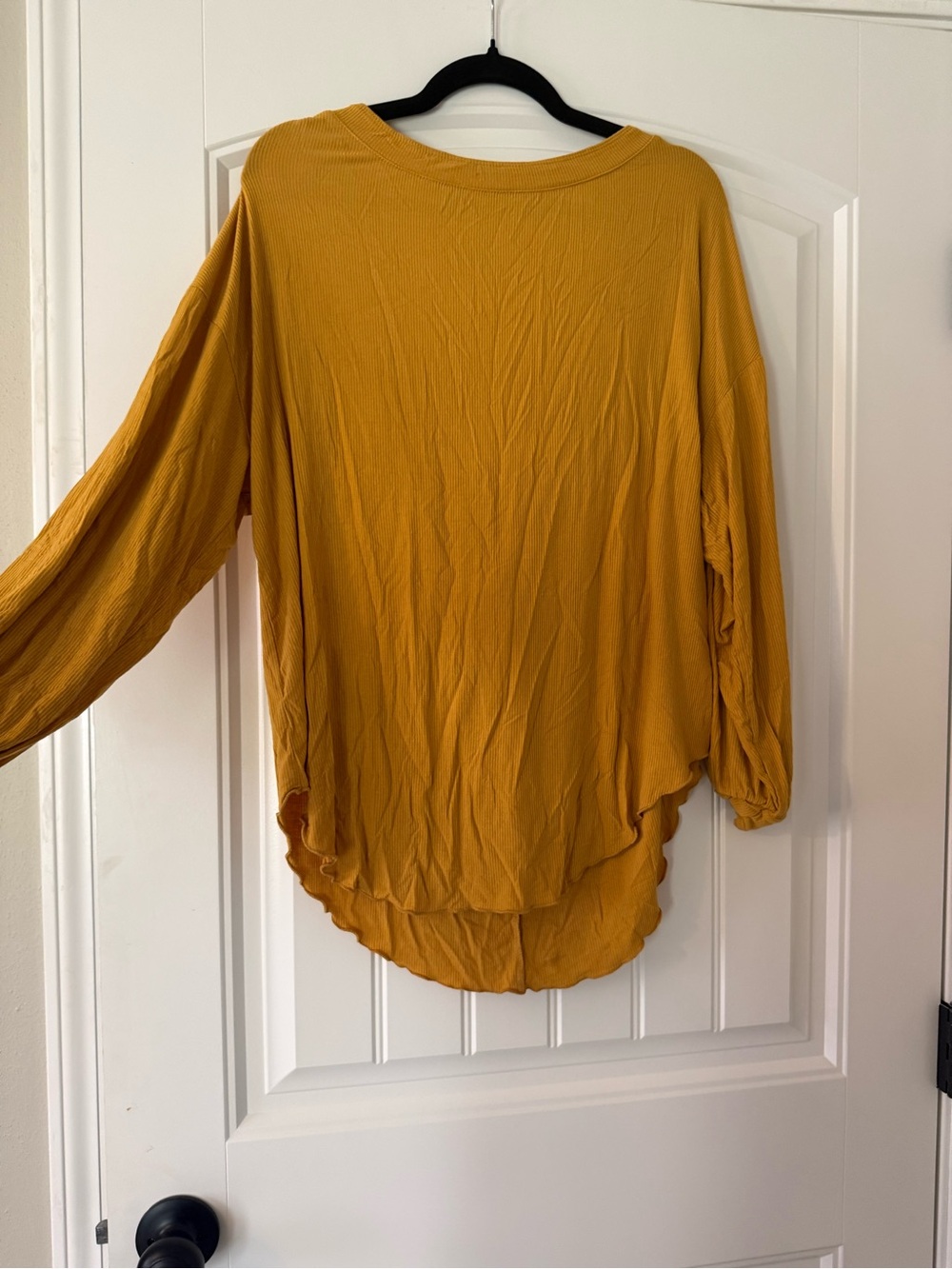 Free People Mustard Yellow Draped Long Sleeve Top